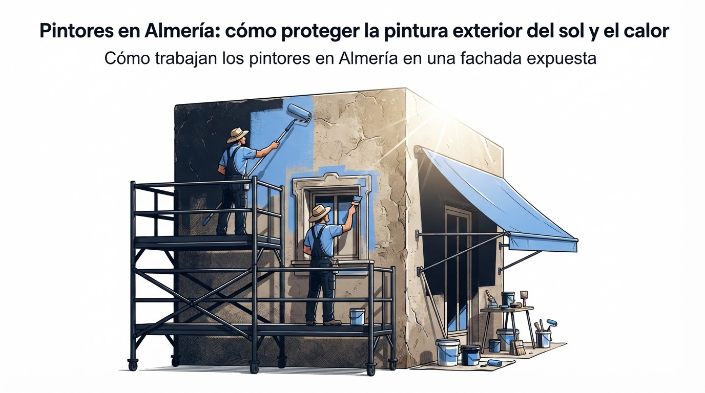 Cómo trabajan los pintores en Almería en una fachada expuesta